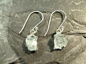 Rough Aquamarine, Sterling Silver Small Earrings Vacation Accessory Safe Vibe