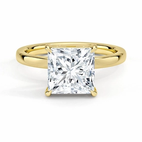 Crafted Detail Premium Edge Classic Solitaire Princess Cut Moissanite Engagement Ring