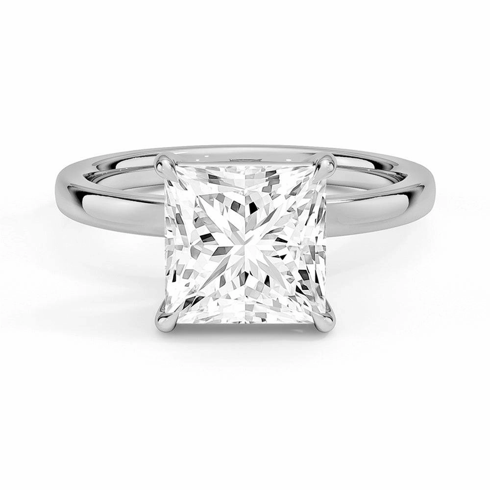 Elegant Craft Sophisticated Touch Classic Solitaire Princess Cut Moissanite Engagement Ring