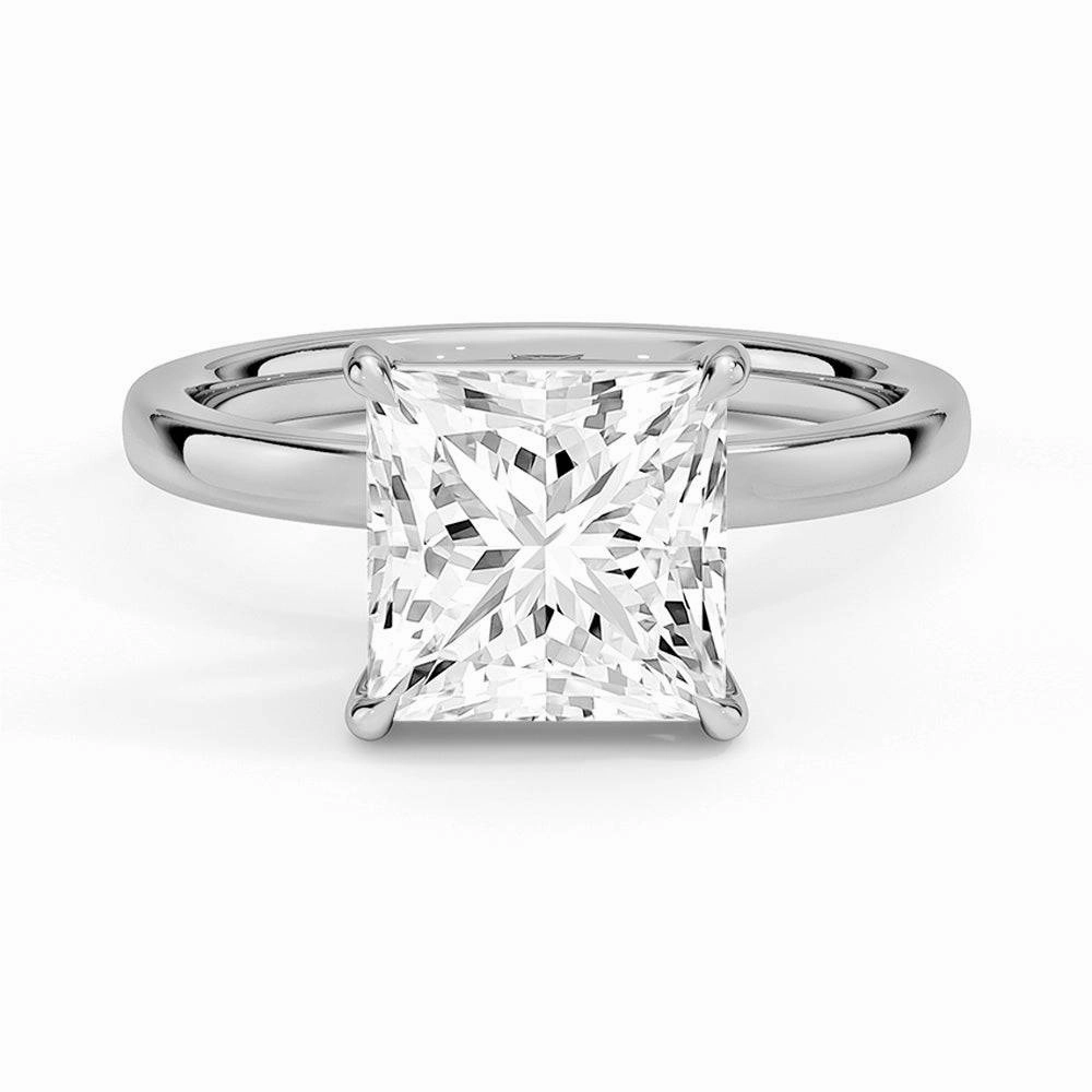 Classic Solitaire Princess Cut Moissanite Engagement Ring Glam Glow