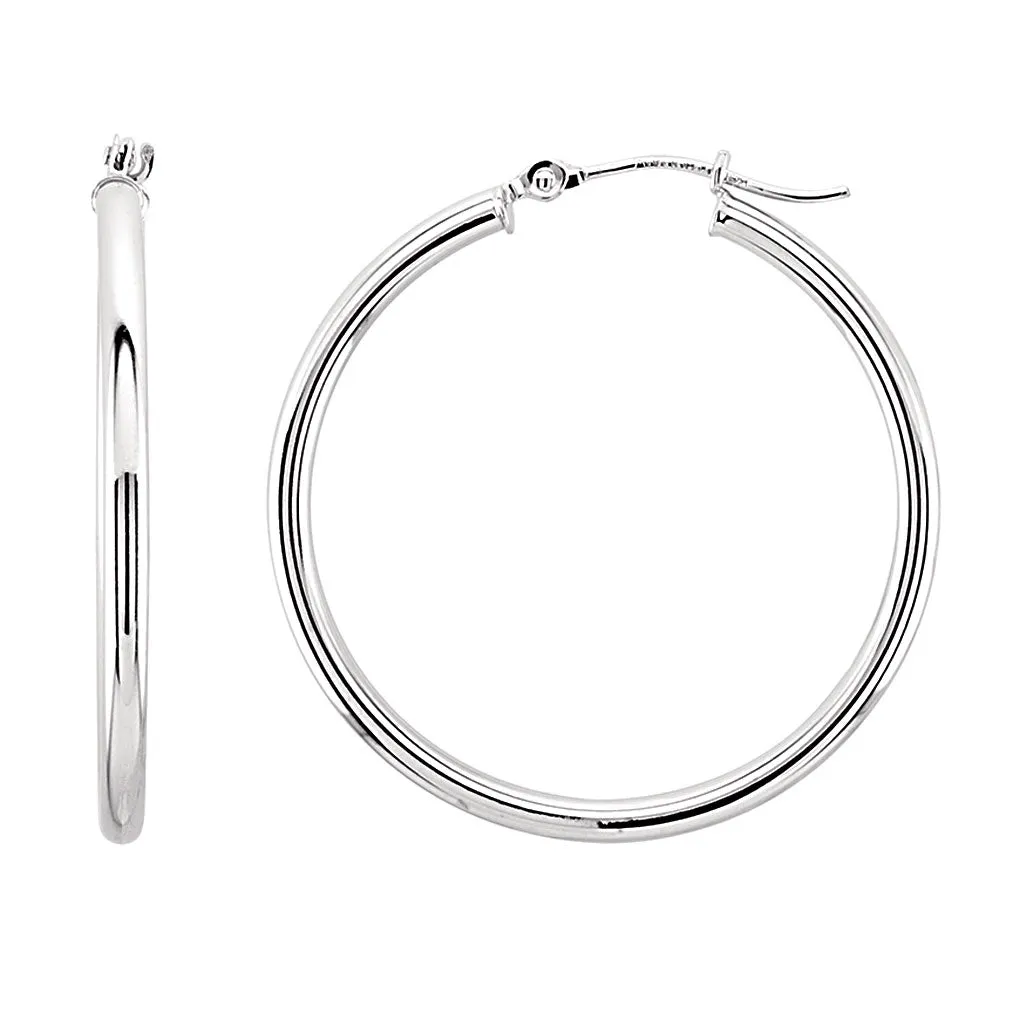 Bremer Jewelry Large Hoop Earrings in 14K White Gold 25mm Timeless Fit