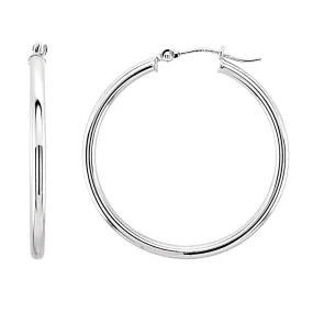 Bremer Jewelry Large Hoop Earrings in 14K White Gold 25mm Timeless Fit
