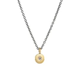Pebble Necklace - 18k Gold, Oxidized Silver   Reclaimed Diamonds Sun-Kissed Look