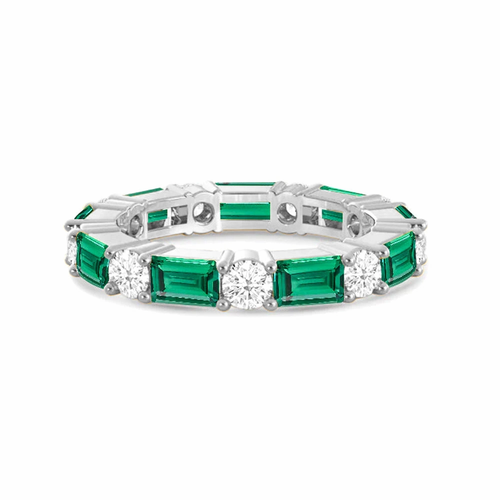 Stylish Look Timeless Created Emerald and Lab Grown Diamond Eternity Band