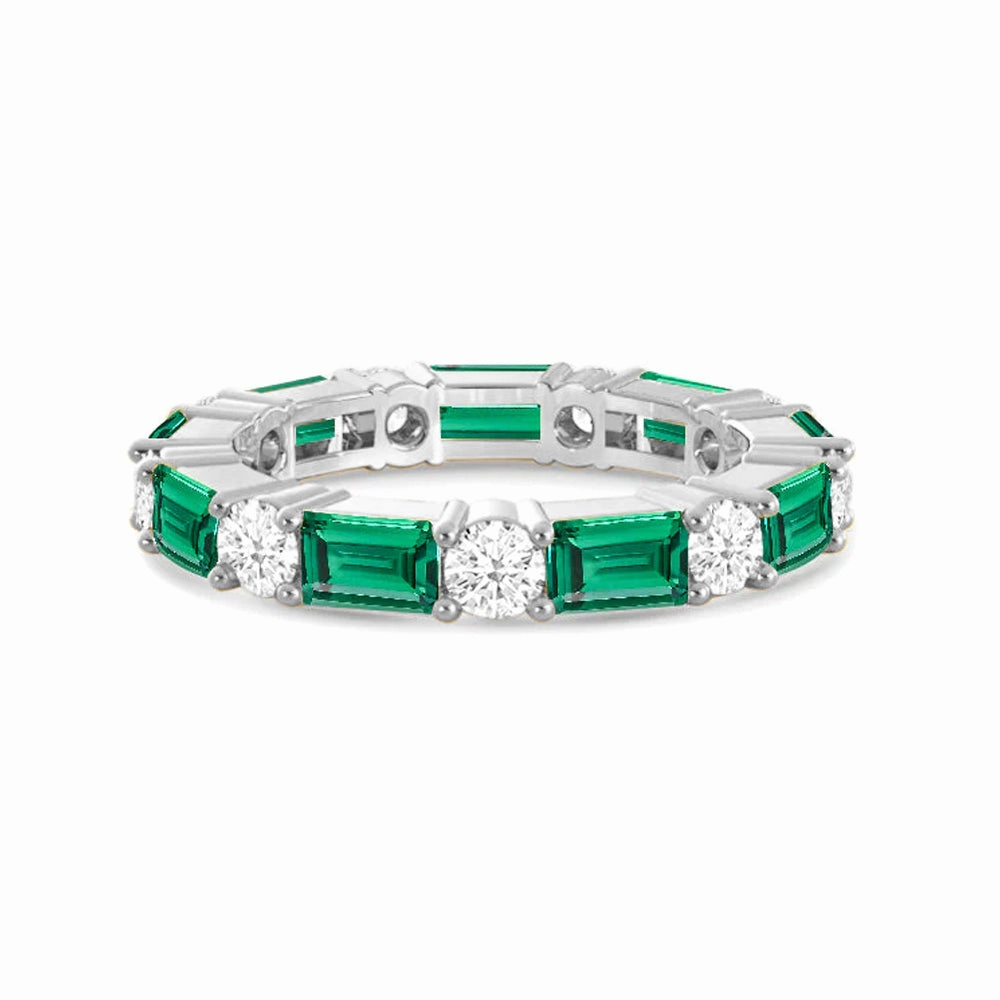 Cool Chic Romantic Present Timeless Created Emerald and Lab Grown Diamond Eternity Band