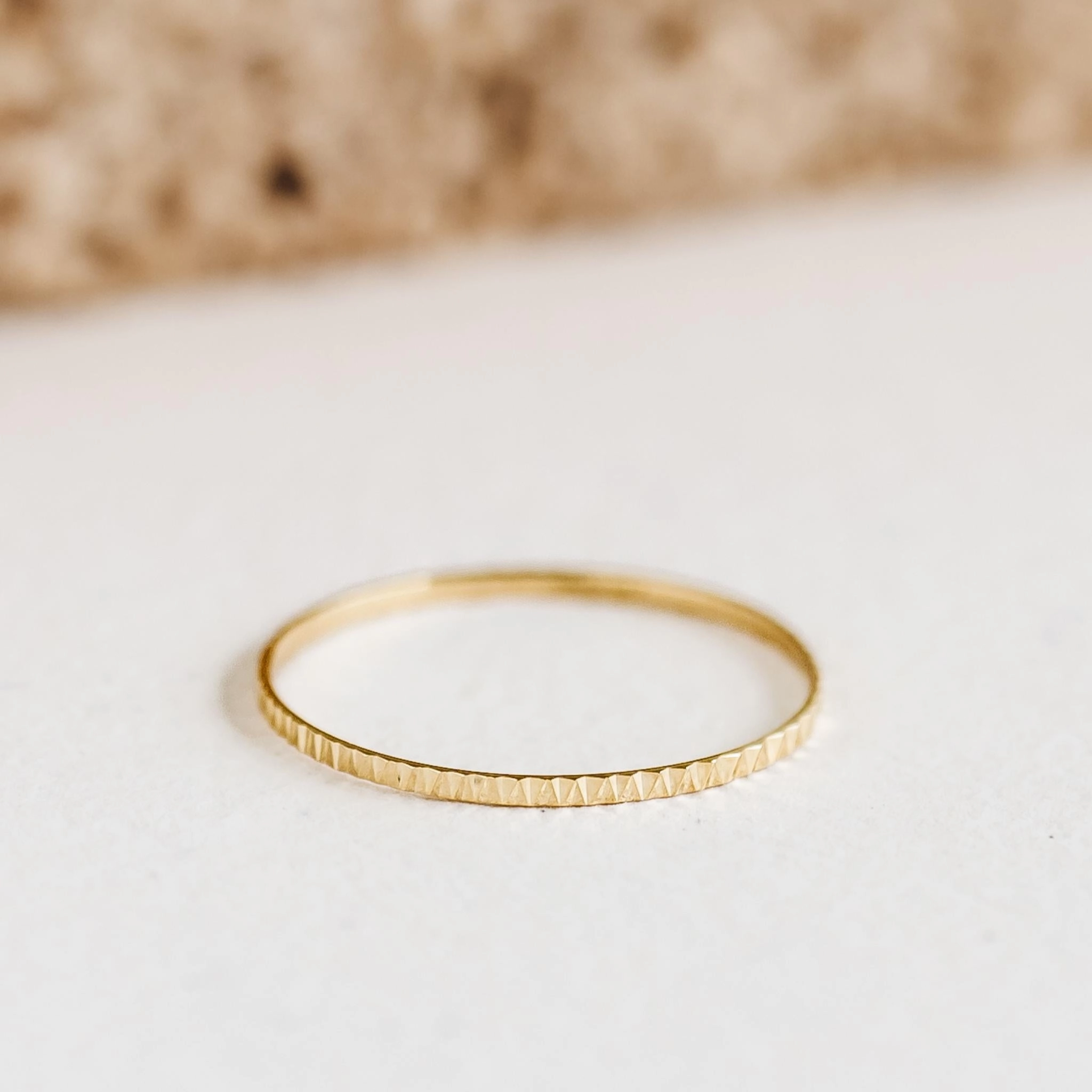 14k Gold Textured Ring - Cora Editorial Look Stylish Highlight