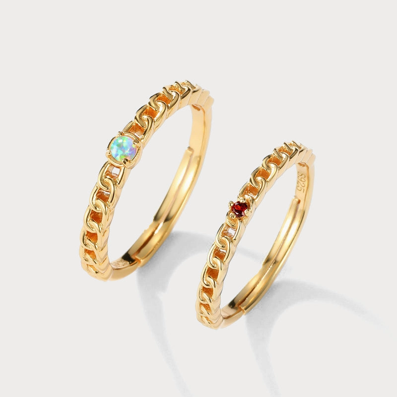 Couple Opal Ring Shining Accent