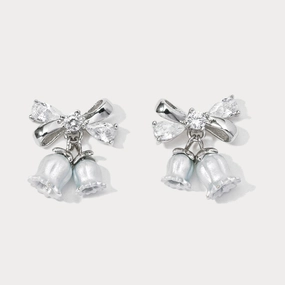 Lily Of The Valley Bow Silver Earrings Minimal Aesthetic Rich Shine