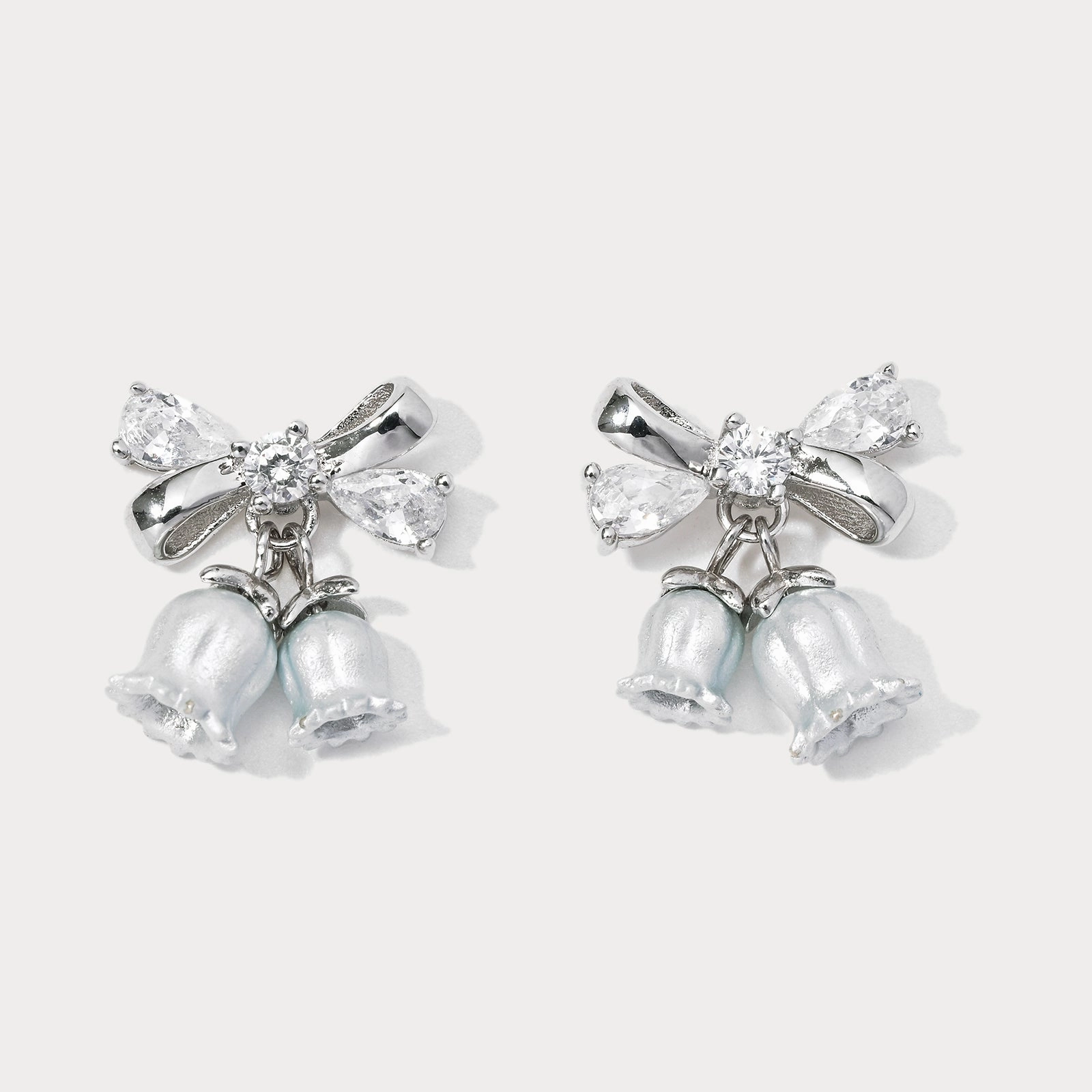 Lily Of The Valley Bow Silver Earrings Minimal Aesthetic Rich Shine