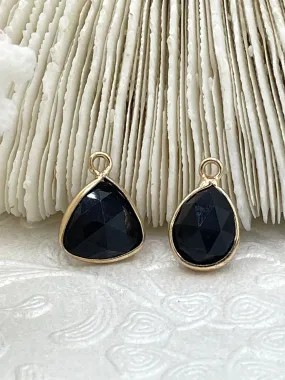Gold Soldered Black Stone Pendant , 2 Shapes .Stone Pendant Fast Ship Simple Touch