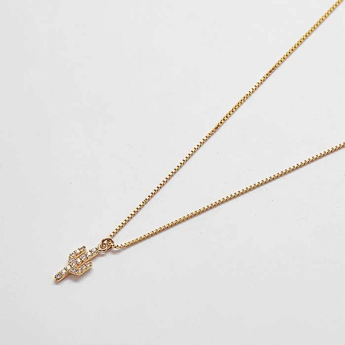 Effortless Shine Simple pieces Gold Cactus Pave Necklace
