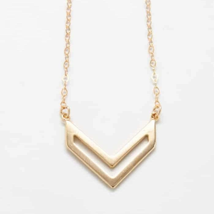 Modern Elegance Soft Geometry Gold Chevron Necklace