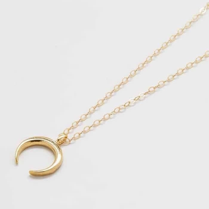 Finest Finish Sleek Texture Gold Crescent Moon Necklace