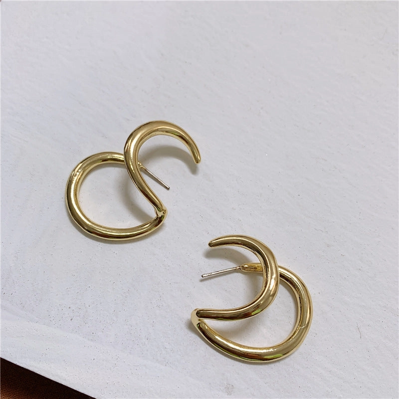 Handcrafted Shine Gold Duo Stud Earrings