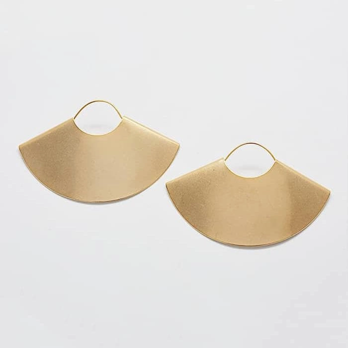 Sleek Mood Gold Fan Earrings