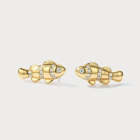 Trendy Aesthetic Decorative Feature Gold Fish Stud Earrings
