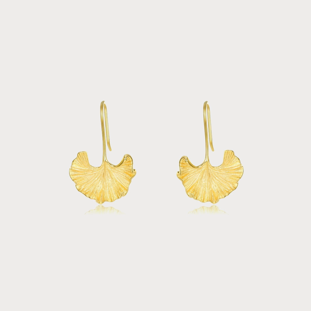 Luxurious Element Gold Ginkgo Leaf Earrings