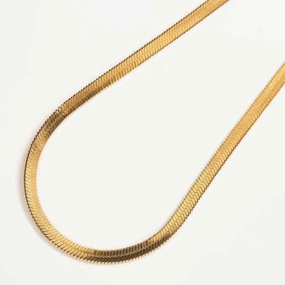 Anniversary Present Gold Herringbone Necklace