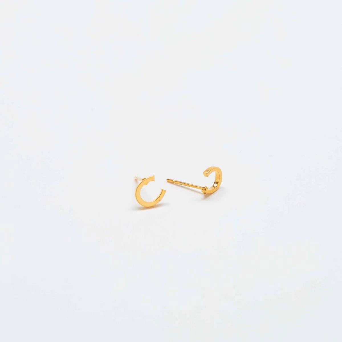 Elegant Flow Graceful Lines Gold Initial Earrings