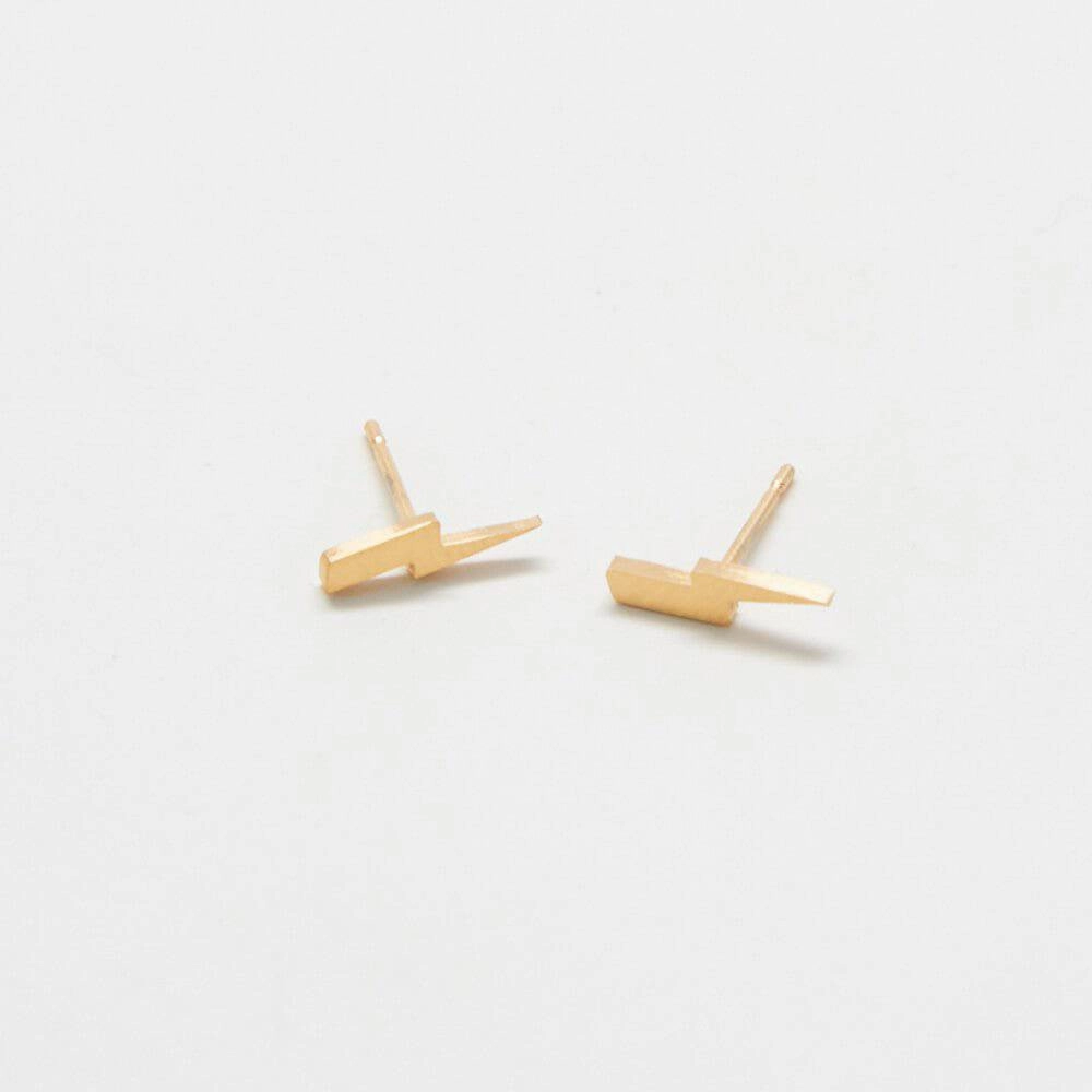 Subtle Beauty Gold Lightning Bolt Stud Earrings