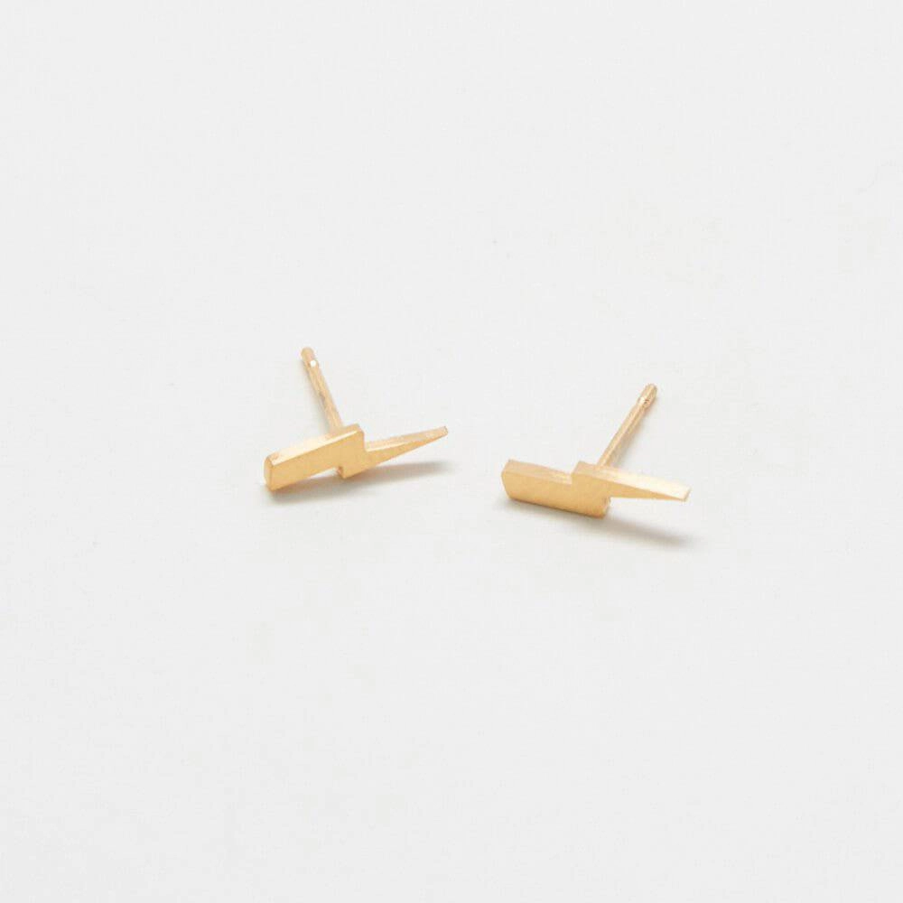 Glow Look Gold Lightning Bolt Stud Earrings