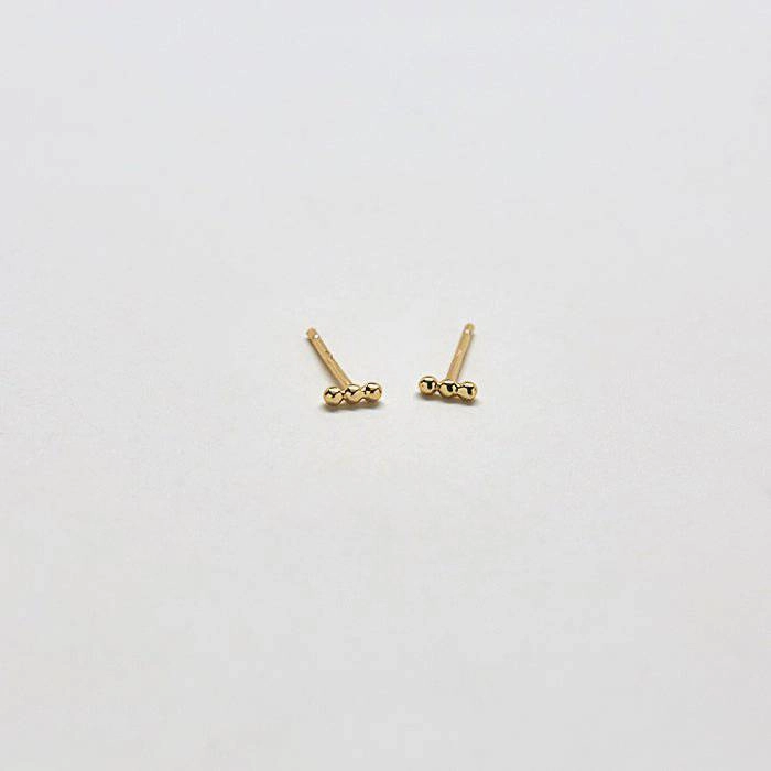 Bold Finish Trendy Highlight Gold Mini Bead Bar Earrings