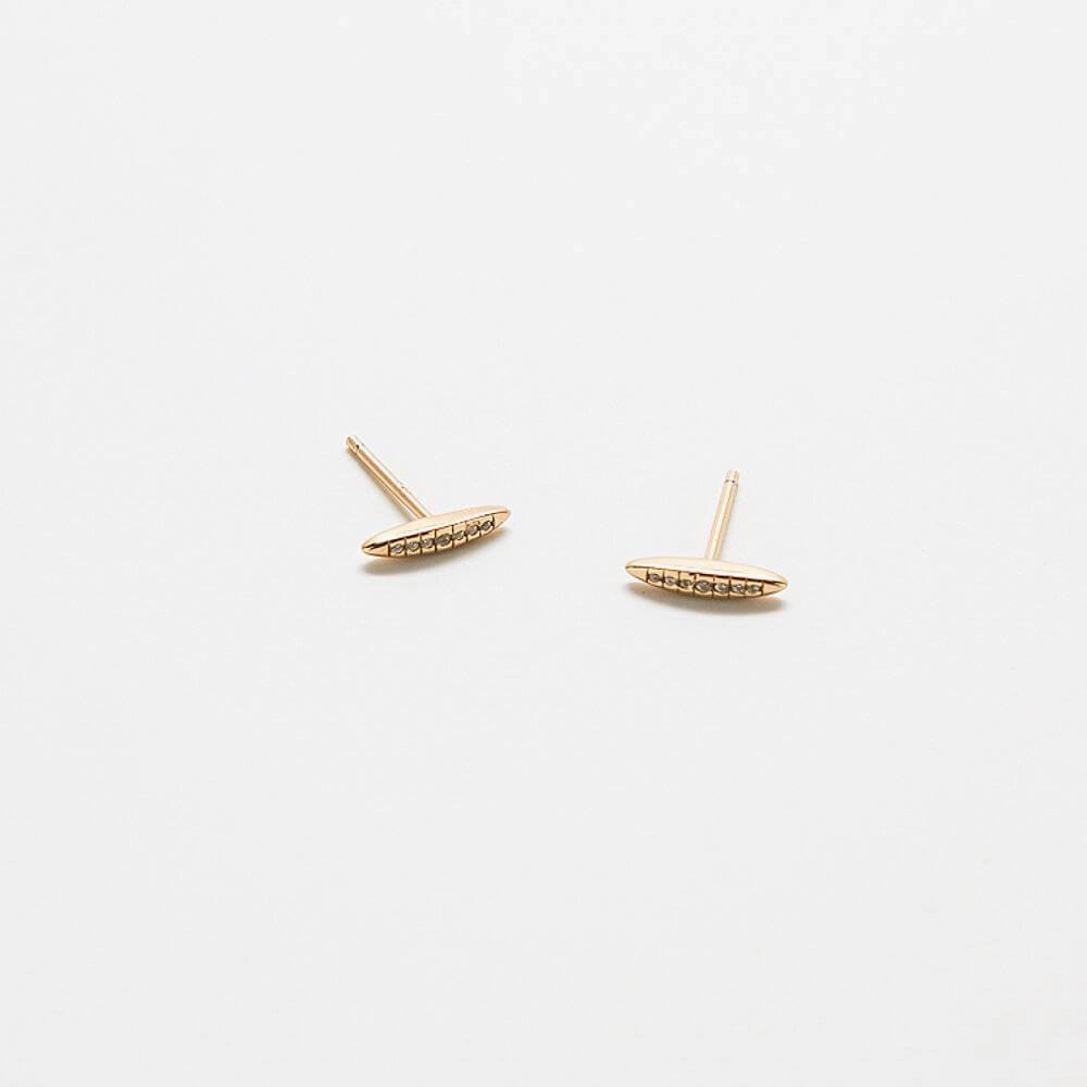 Gold Pav?? Bar Stud Earrings Handcrafted Quality Crafted Detail