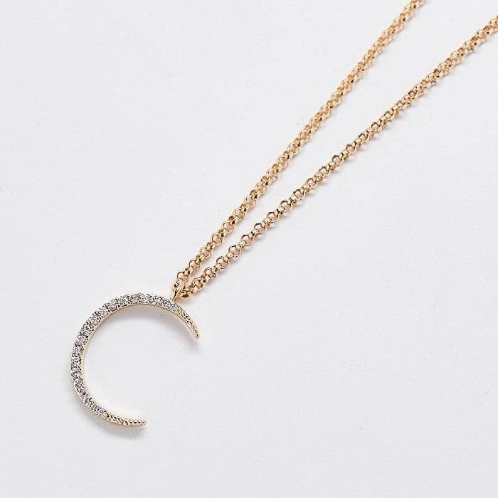 Gold Pave Crescent Moon Necklace Seasonal Pick