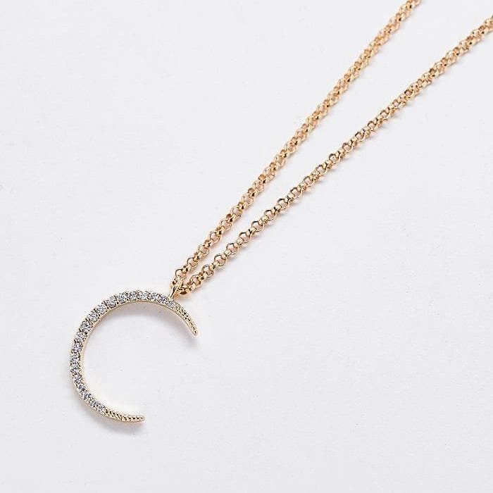 Radiant Embellishments Gold Pave Crescent Moon Necklace