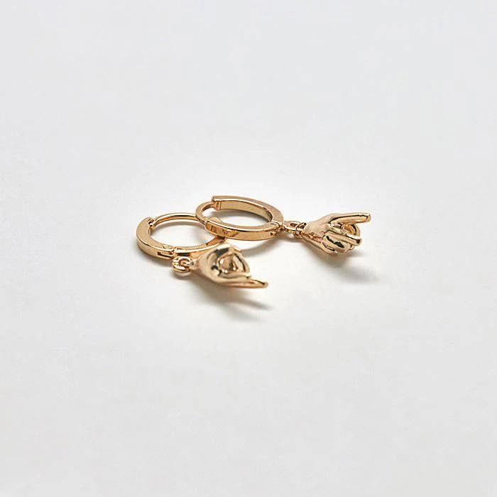 Gold Peace Huggie Earrings Romantic Set