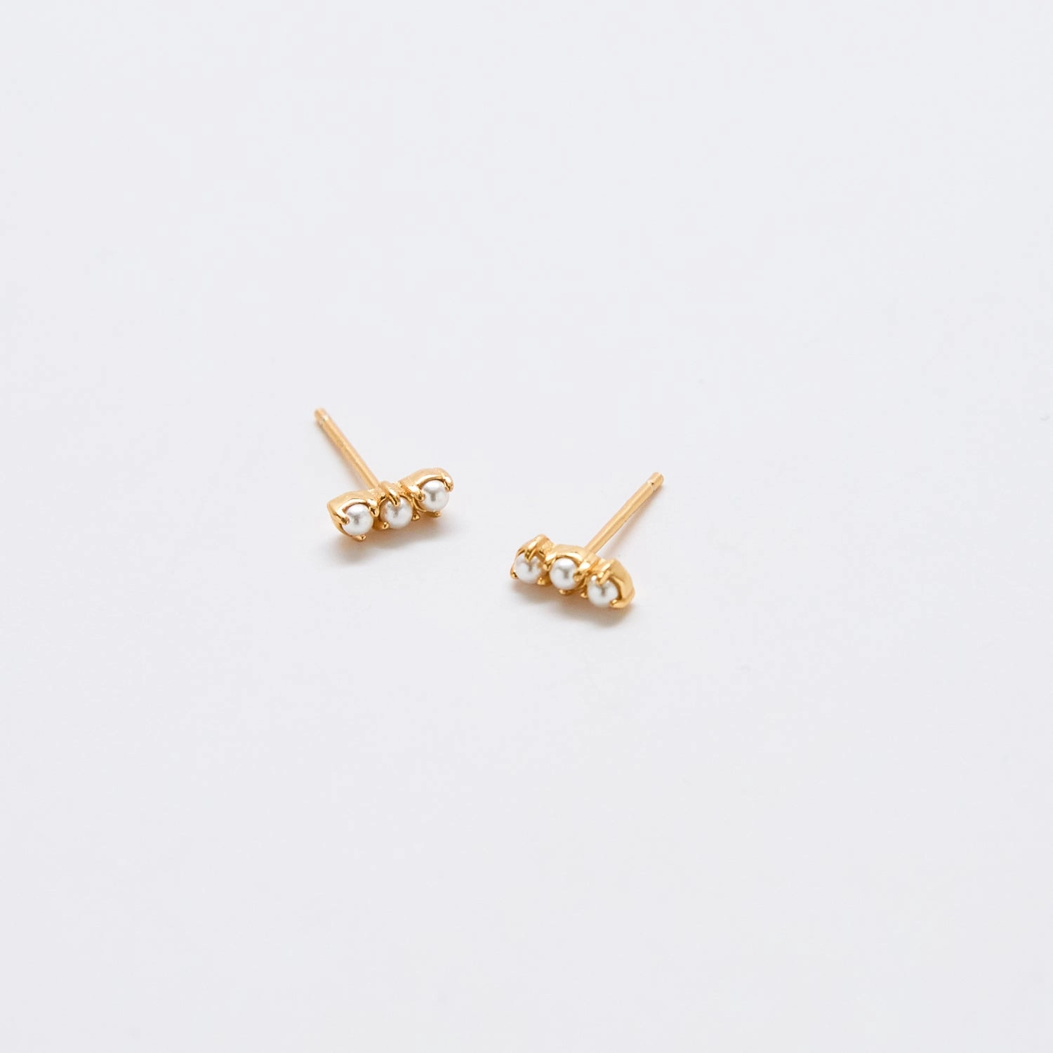 Timeless Craft Gold Pearl Bar Earrings
