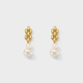Gold Pearl Drop Earrings Bright Trinket