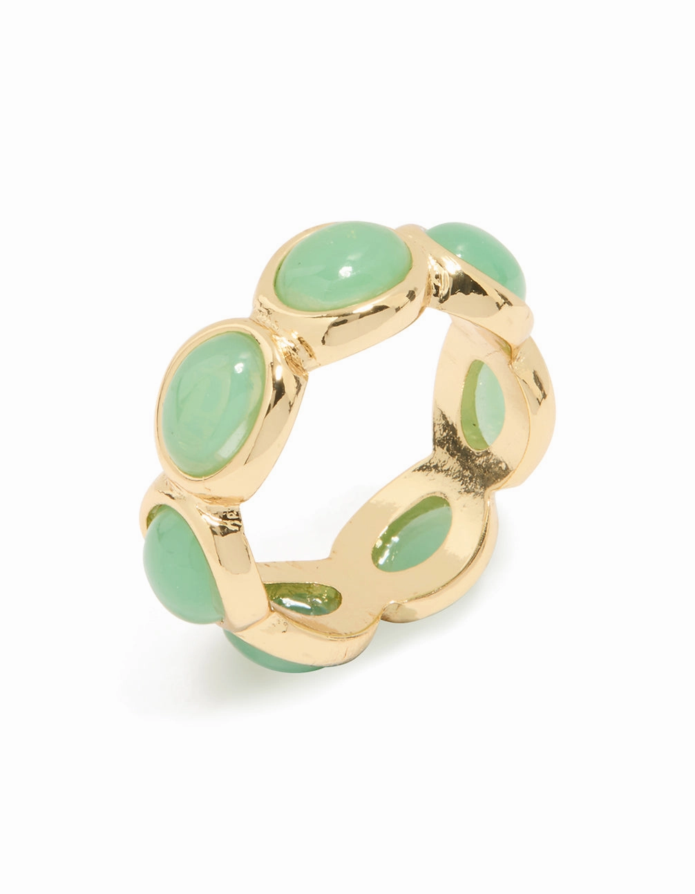 Gold Plated Green Semi Precious Stones Circle Ring Sophisticated Glow