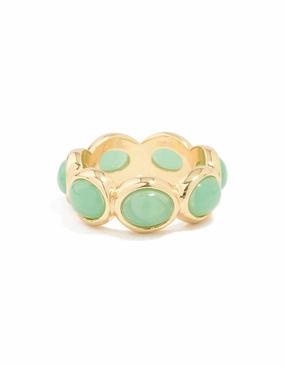 Timeless Radiance Gold Plated Green Semi Precious Stones Circle Ring