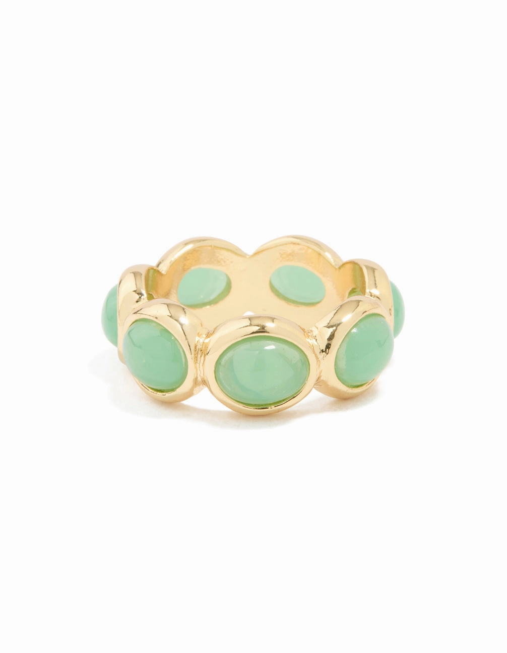 Timeless Radiance Gold Plated Green Semi Precious Stones Circle Ring