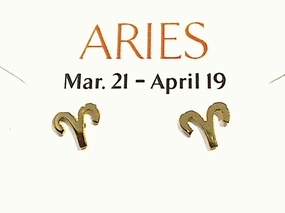 Gold Plated Sterling Aries Zodiac Stud Earrings Formal Accessory