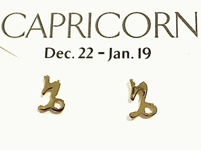 Statement Trinket Gold Plated Sterling Capricorn Zodiac Earrings