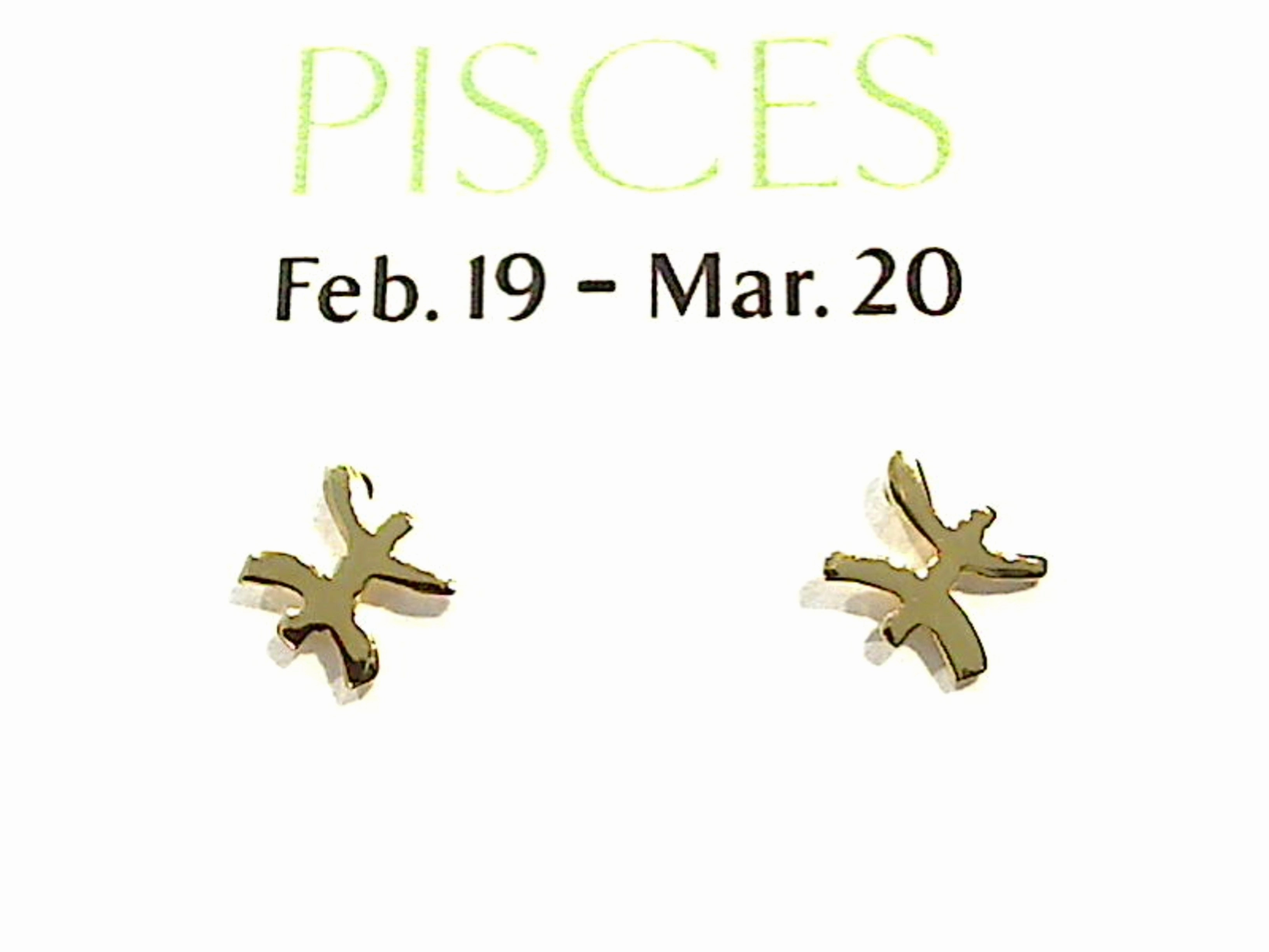 Unique Style Gold Plated Sterling Pisces Zodiac Stud Earrings