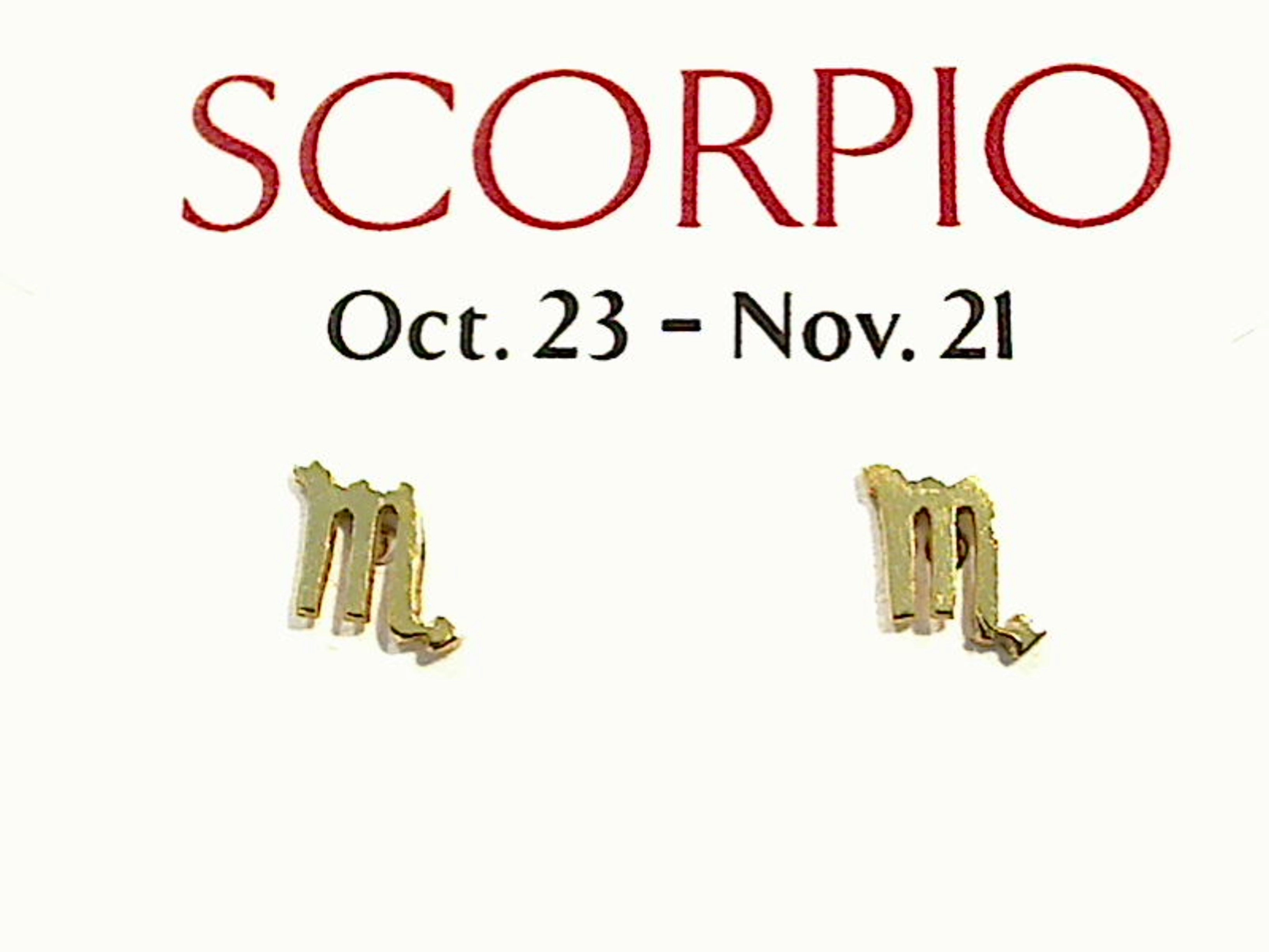 Gold Plated Sterling Scorpio Zodiac Earrings Vintage Accent