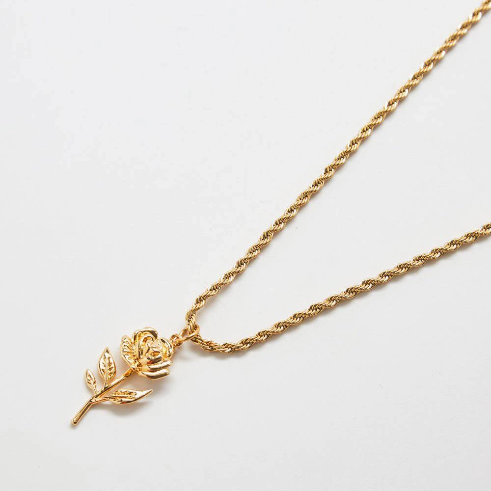 Gold Rose Charm Necklace Charming Finish