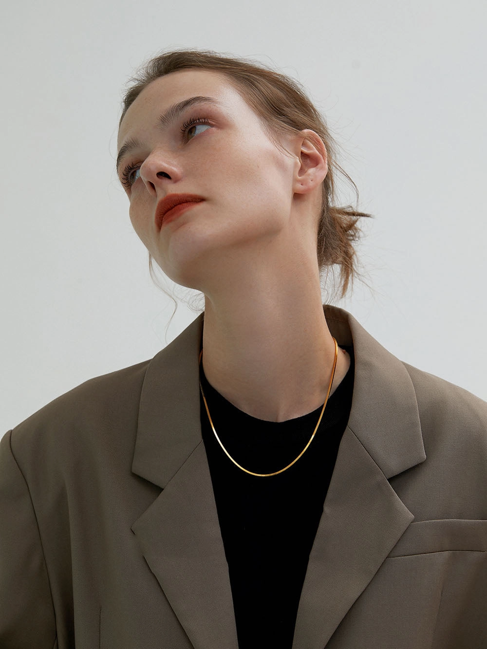 Everyday Fashion Gold Square Herringbone Necklace