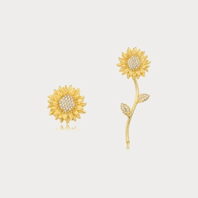Gold Sunflower Earrings Casual Embellishment Sparkling Product