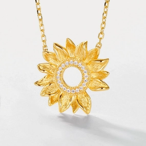 Gold Sunflower Necklace Sophisticated Gift Gift Choice