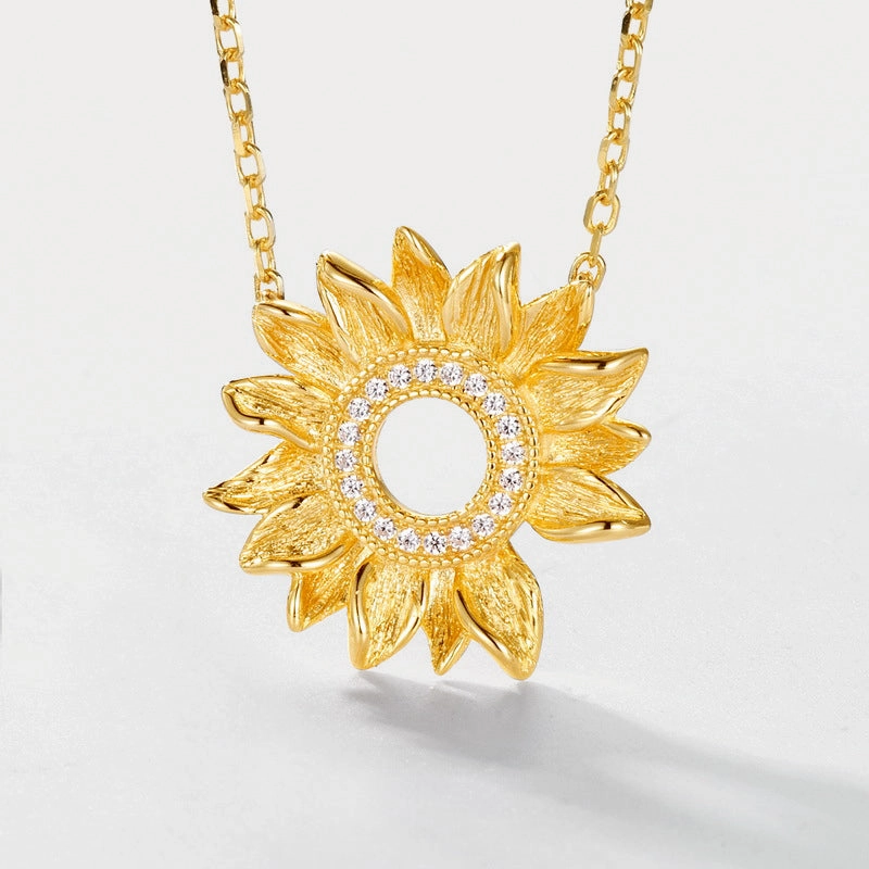 Gold Sunflower Necklace Sophisticated Gift Gift Choice