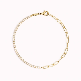 Evening Mood Gold Tennis Bracelet (Half) - White