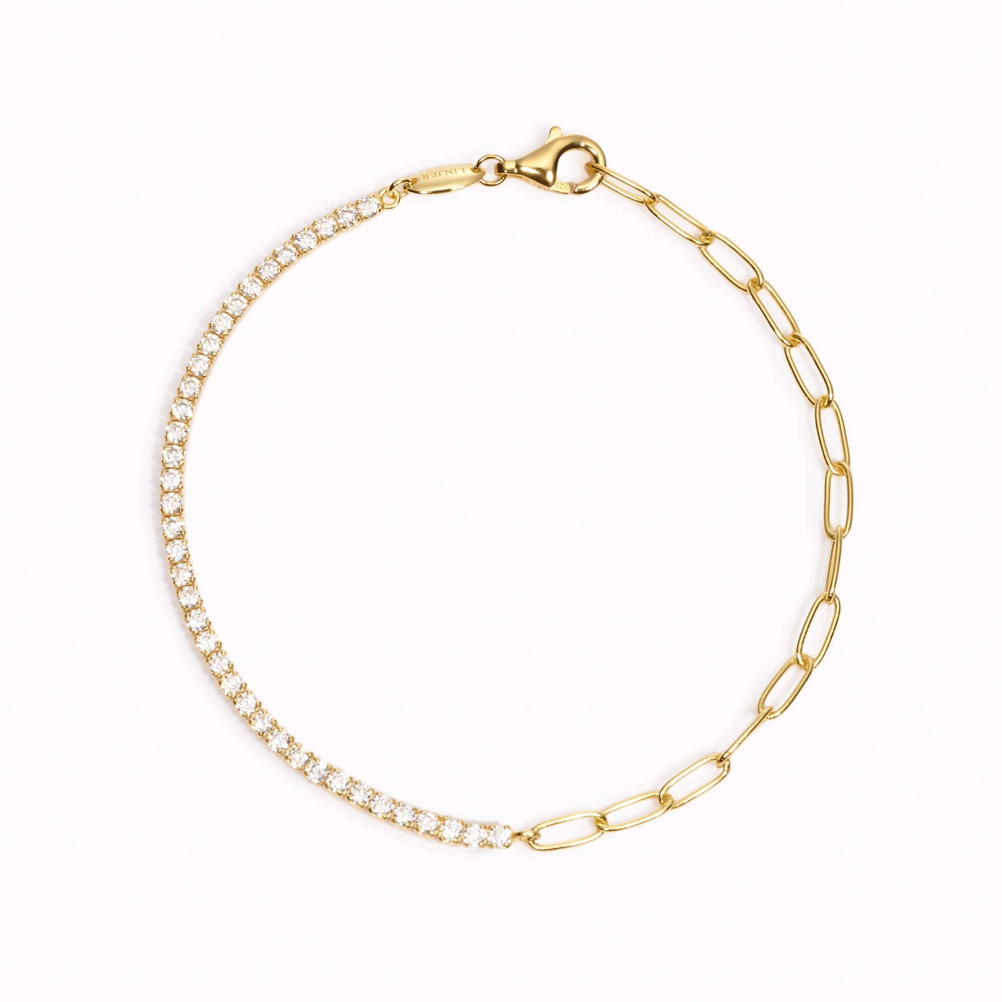 Evening Mood Gold Tennis Bracelet (Half) - White