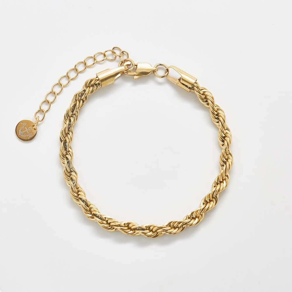 Gold Thick Rope Chain Bracelet Handcrafted Beauty Expressive Highlight