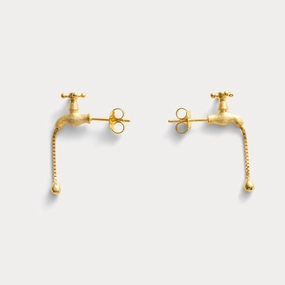 Vibrant Accessories Glow Touch Gold Water Faucet Earrings