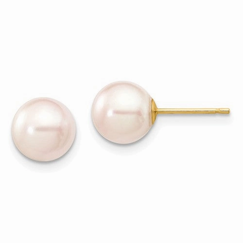 Style Upgrade Luxury piece 14K YELLOW GOLD SALTWATER AKOYA CULTURED PEARL STUDS