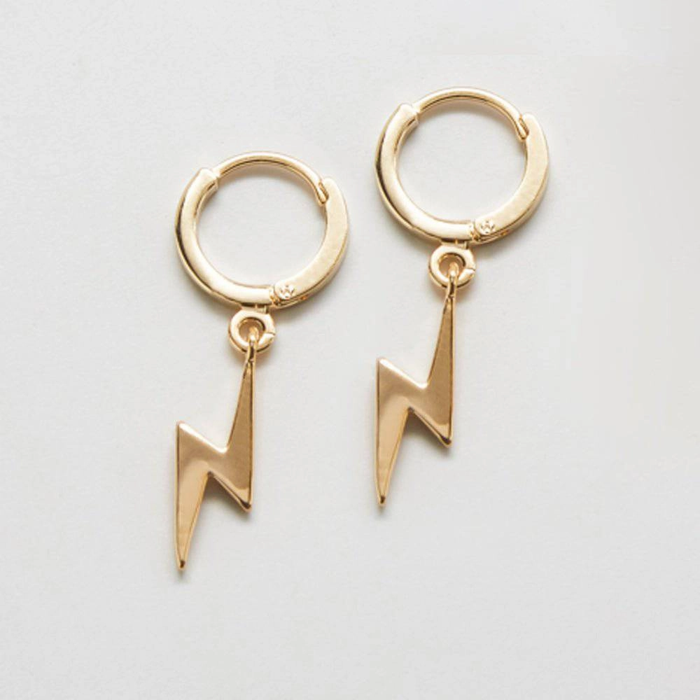 Gold Lightning Bolt Huggies Understated Style